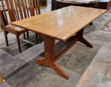Reynolds of Ludlow yew Arts & Crafts-style dining table and set of four Arts & Crafts-style dining