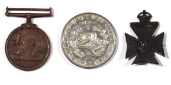 WWI Mercantile Marine War Service medal to Ernest C Pritchard, a Mathematics Merit medal and another