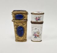 George III enamel etui of typical form and painted with flowers on a white ground (fittings