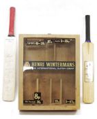Cricketing interest - miniature cricket bat signed by Imran Khan, Ian Botham, Gooch, etc and dated
