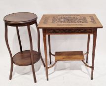 19th century mahogany jardinière stand of circular form, 74cm high approx, together with a carved