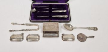 Assorted Victorian and 20th century silver including a matchbox case, pierced and shell shaped sugar