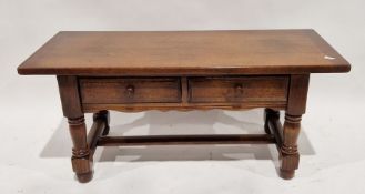 Oak Old Charm occasional table of rectangular form with two short drawers to the front, 50cm high