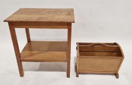 20th century oak side table of rectangular form, on squared supports, 66cm high x 61cm wide x 44cm