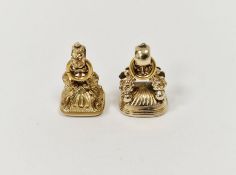 19th century gold-coloured metal and cornelian set seal inscribed 'Speed' and another 'Telle est