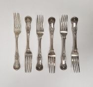 Set of six Victorian silver dessert forks, Kings pattern, London 1871, makers Henry Holland, 12ozt
