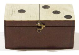 Set of miniature dominoes in domino-pattern box with hinged lid, 8cm wide