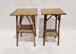 Two Victorian bamboo and wicker two-tier side tables, the largest 71cm high x 49cm wide x 50cm deep
