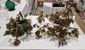 Two mid-century Italian (Murano) grape-moulded gilt-metal mounted candelabra, each with coloured