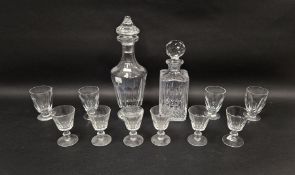 Waterford cut glass decanter and stopper, a further decanter and assorted drinking glasses, the