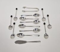 Set of six silver coffee bean teaspoons, hallmarked for Birmingham 1938, a set of six Georgian-style