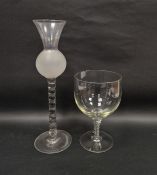 Large mid-century footed goblet on airtwist stem, with rounded bowl, 27.5m high and a large