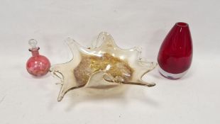 1960s Murano Sommerso style tear-shaped thick cased ruby red vase, an early 20th century cranberry