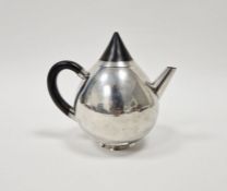 Contemporary Scottish silver teapot, with conical wooden mounted silver lid, hallmarked Edinburgh