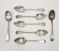 Three 19th century silver tablespoons including two Georgian examples, 155g approx. and four