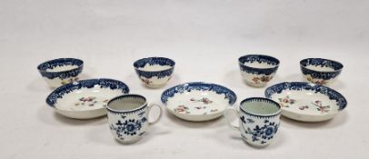 Group of late 18th century Liverpool (Pennington's) porcelain teawares, comprising: four teabowls