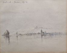 Sir James Peile (1833-1906) Pencil and wash on paper  “Oestrich-Rhine”, titled in pencil and