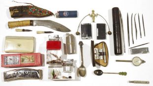 Quantity of various lighters, sundry collectables, a collection of Oriental doll's shoes, etc