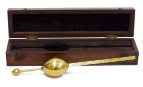 Sanders & Sons Saccharometer, brass, in fitted mahogany case, 27.5cm wide overall