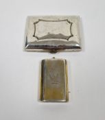 Victorian silver-gilt snuffbox, rectangular and crest engraved, Birmingham 1865, maker Alfred Taylor