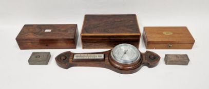 A 19th century rosewood jewellery box with fruitwood stringing ( 26 x 17 x 8 cms) , another
