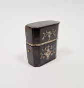 Late Georgian tortoiseshell and silver pique inlaid scent bottle holder, rectangular and panelled,