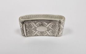 George III silver and parcel-gilt vinaigrette, rectangular and curved, ribband and foliate engraved,