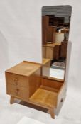 Mid-century blonde oak dressing table / vanity unit by Meredew having two short drawers by a long