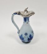 19th century Doulton Lambeth stoneware silver-mounted jug, baluster-shaped and embossed with