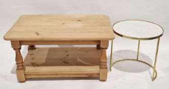 Contemporary circular metal coffee table with removable marble top, 46cm high x 45cm diameter and