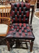 20th century Chesterfield style button back chair with leatherette upholstery, 101cm high