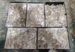 Large collection of glass stoppers, predominantly 19th century, including cut, etched and engraved