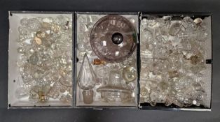 Large collection of glass stoppers and covers, predominantly 19th century, including cut, etched and