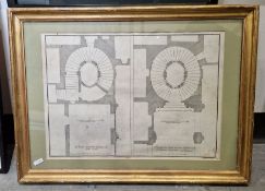 Collection of six framed and glazed prints and engravings including two Italian architectural