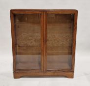 Mid-century stained oak glazed display cabinet, 104cm high x 92cm wide x 30cm deep (lacking glass