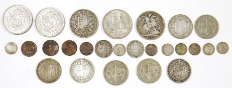 Victorian and later crowns, worn and other coinage including Elizabeth II commemorative crowns (3