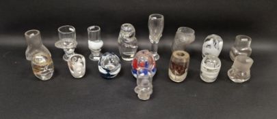 Group of 20th century Art Glass, with various opaque and coloured inclusions, thick-walled and
