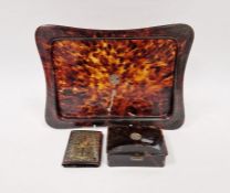 19th century red tortoiseshell and brass mounted needlecase in the form of a book, 9cm high,