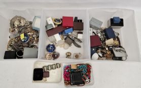 Large quantity of costume jewellery, compacts, scent bottles (3 boxes)