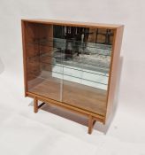 Mid century Turnidge of London teak display cabinet, with two sliding glass doors and three