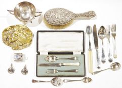 Silver plated wares to include a twin-handled sugar bowl by Barron Clark & Co, a silver-mounted