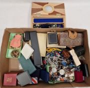 Chinese pendant, possibly jade, diamante, beads and other costume jewellery (1 large box)
