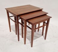 Mid 20th century nest of trio teak occasional tables, each rectangular on tapering supports with