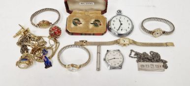 Ladies 9ct cased Avian wristwatch, on expanding strap, together with a gentlemans Timex, Smiths