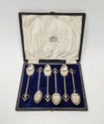 Cased set of George V silver teaspoons, hallmarked Birmingham 1924, maker's marks for Docker &