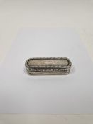 William IV silver and parcel-gilt snuffbox, rounded oblong and engine-turned with foliate scroll