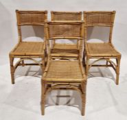 Set of four bamboo and wicker dining chairs, 90cm high