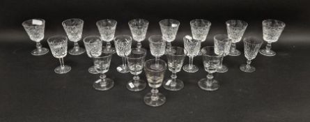 Eight Stuart cut wine-glasses, six Waterford small cut-glass wine glasses, another 20th century