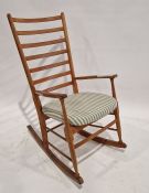 20th century oak rocking chair with ladderback, 104cm high approx.