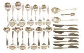 Quantity of 20th century stainless steel cutlery by Lauffer of Norway and other silver plated